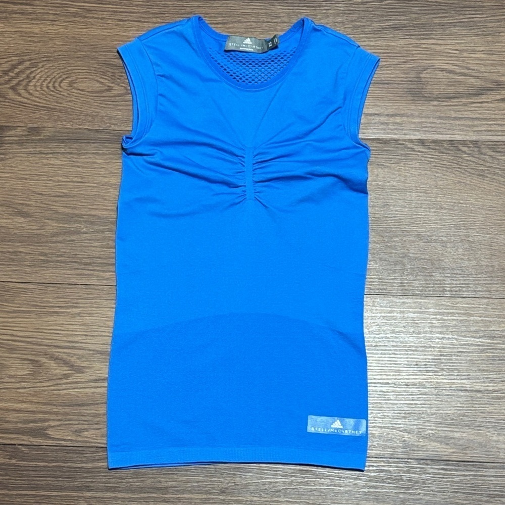 Adidas Stella McCartney Blue Seamless Muscle Tee XS Athletic Top
